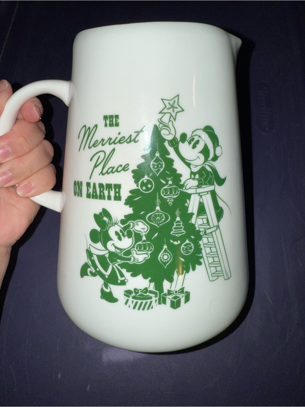 Disney White, 67oz Pitcher The Merriest Place On Earth Mickey, Minnie And Donald